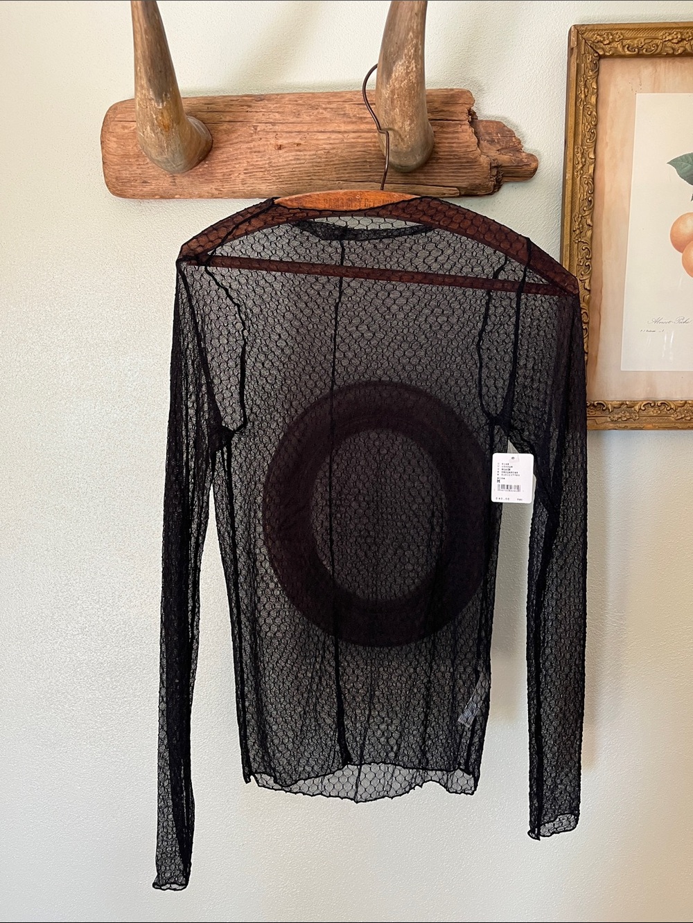 NWT Free People Diamond lace long sleeve lady lux long sleeve lace top